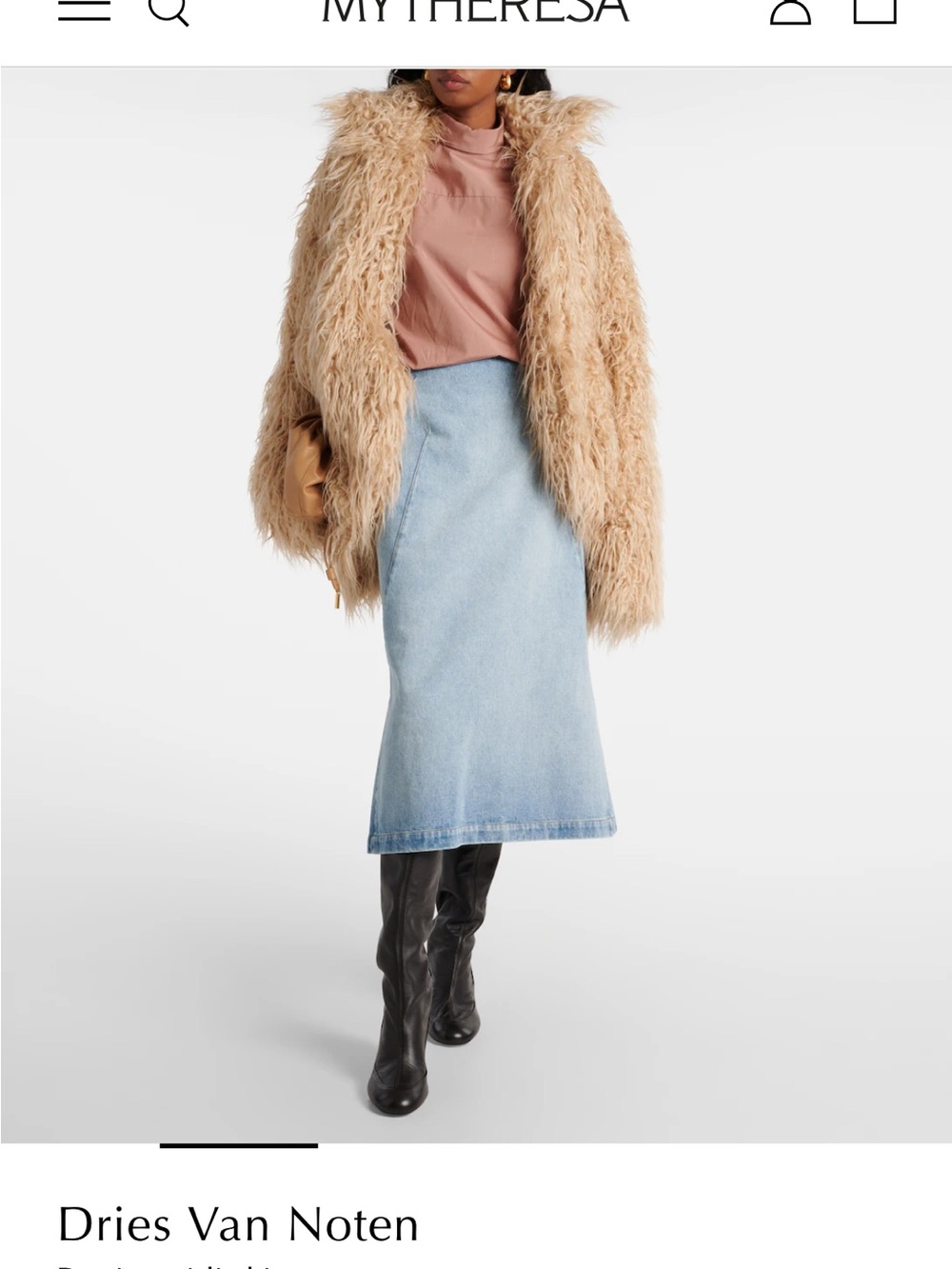 Dries Van Noten Pale Blue Denim Midi Skirt